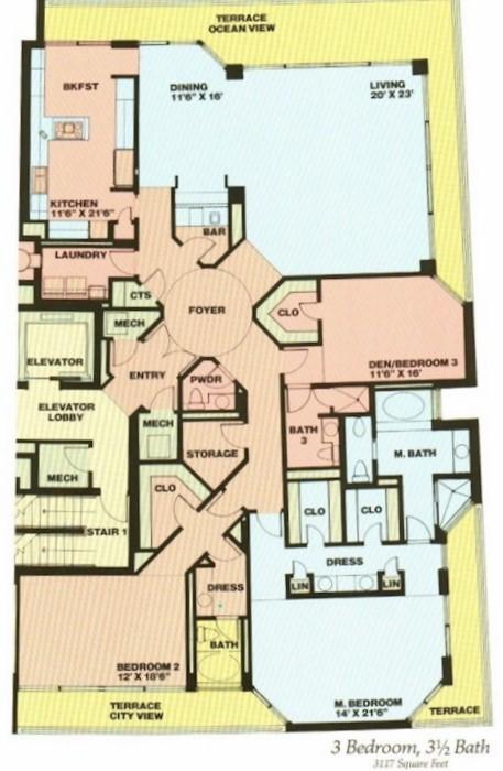 1500 South Ocean Boulevard, Unit S601 Boca Raton, FL 33432 - Photo 45 of 45 Addison S-601 Floor Plan