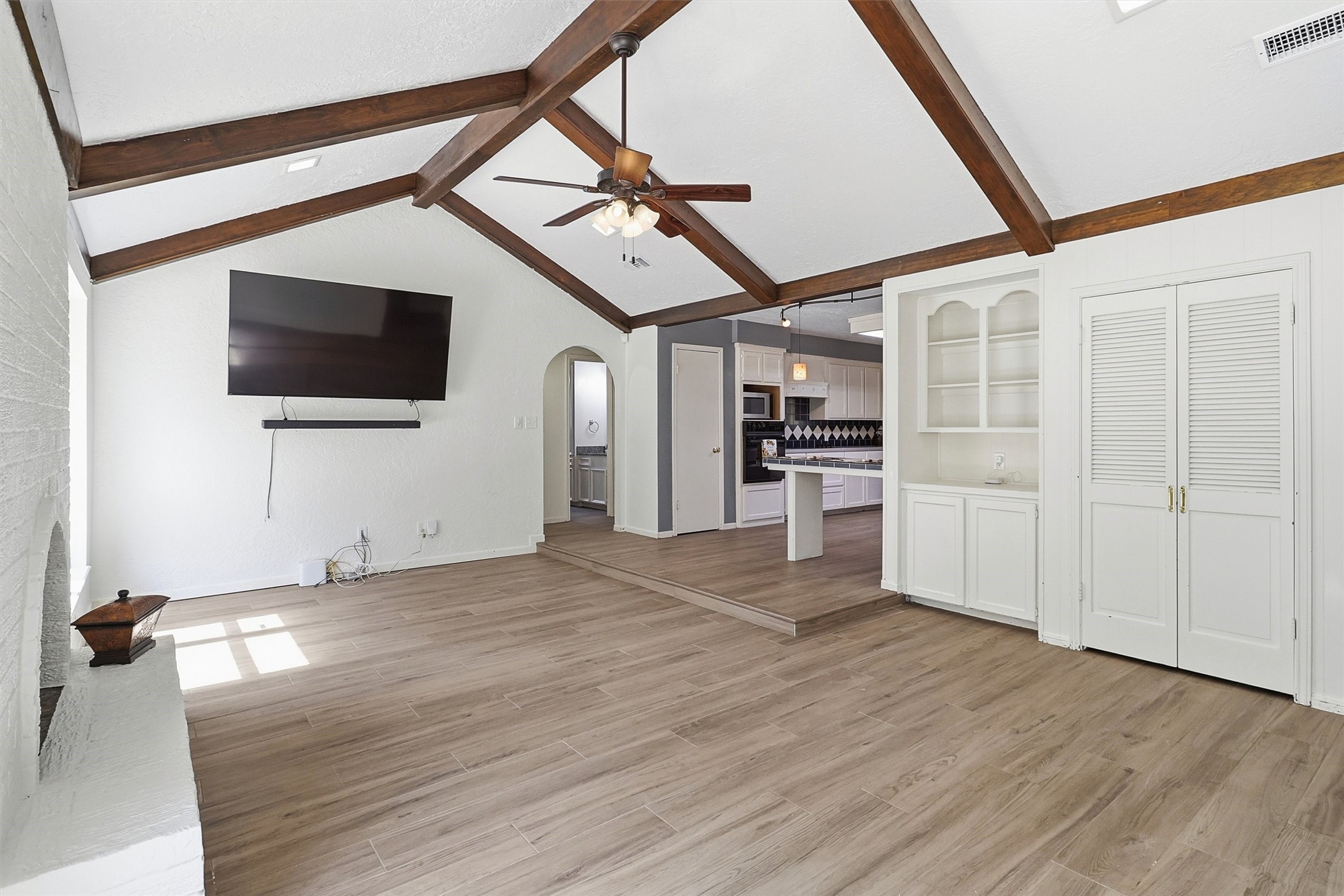 22923 Tomball Cemetery Road Tomball, TX 77377 - Photo 13 of 50 Check out how open this space is to the kitchen! The 70" TV with surround sound bar will stay.