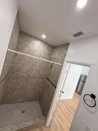 a bathroom with a bathtub