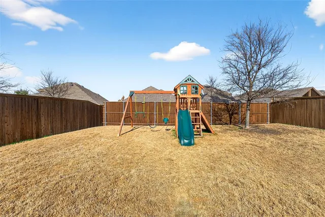 a view of a park with slide