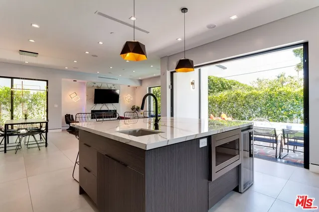 a living room with lots of different kinds of food