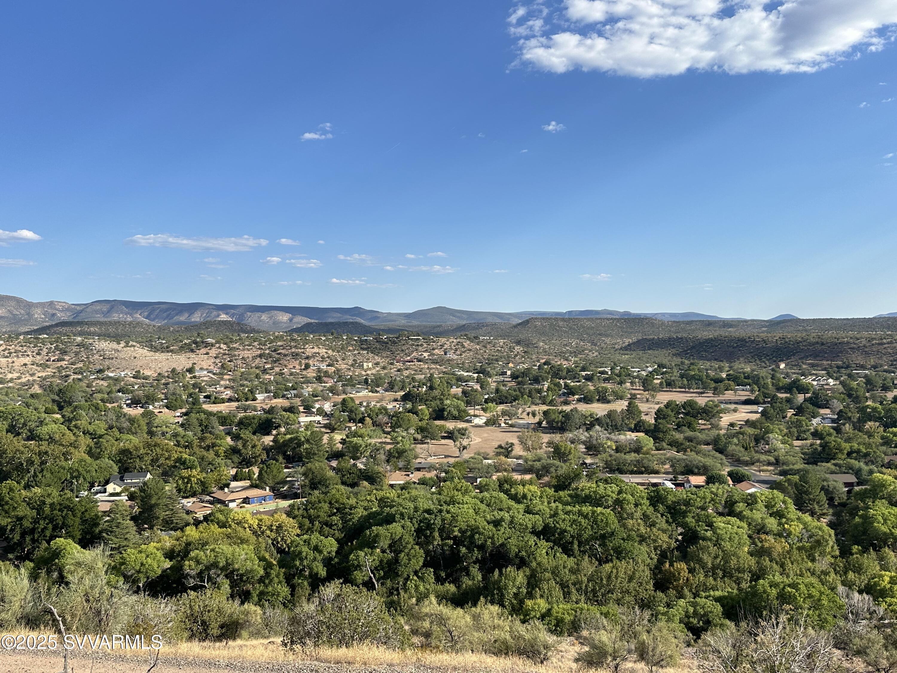 a view of a city with mountains in the background