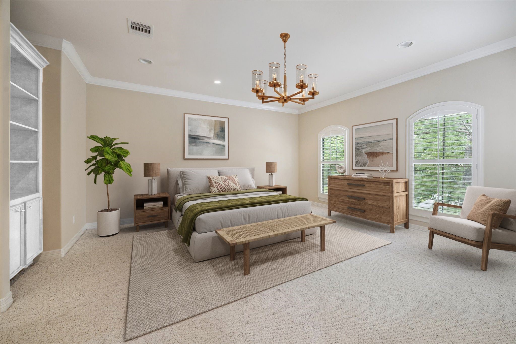 2601 Talbott Street Houston, TX 77005 - Photo 22 of 25 Spacious primary suite overflowing with natural light and accented by crown moldings.