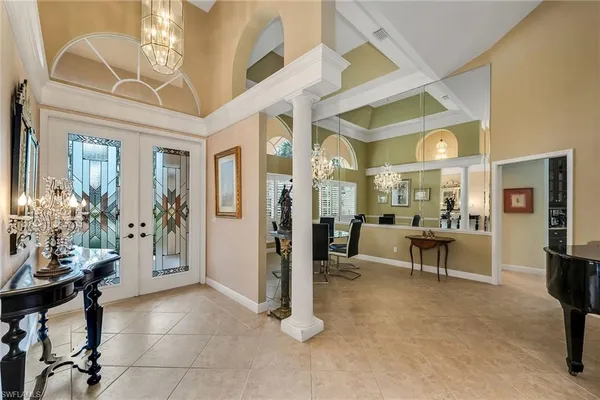 a view of a living room and dining room