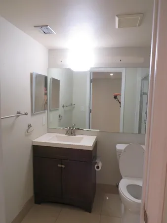 a bathroom with a toilet a sink and mirror