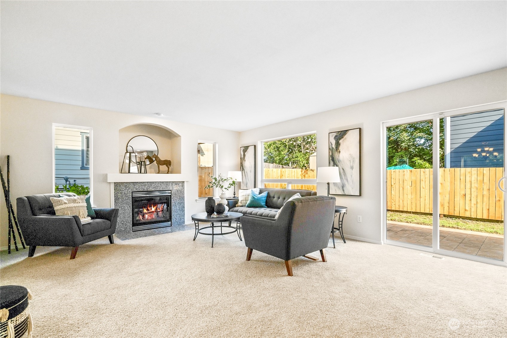 1730 Southeast 30th Place Renton, WA 98055 - Photo 12 of 31 a living room with furniture and a fireplace