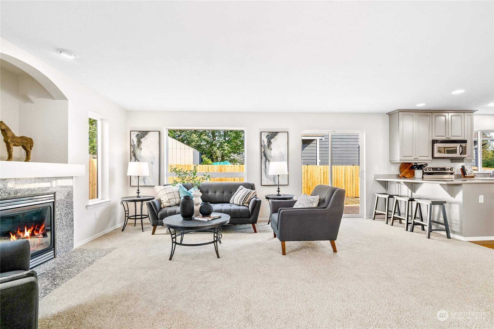 1730 Southeast 30th Place Renton, WA 98055 - Photo 13 of 31 a living room with furniture and a fireplace