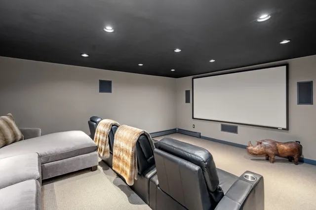 an aerial view of a house with a garden