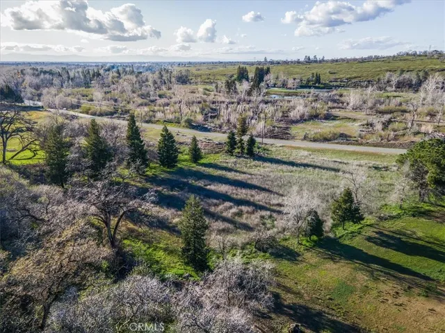 a view of a lake with large trees