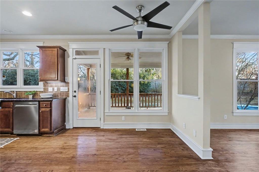 3105 Brick Lane Decatur, GA 30033 - Photo 37 of 72 a view of a kitchen with a stove cabinets and a floor to ceiling window
