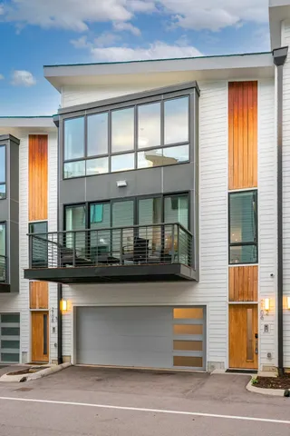 a view of a building from a ceiling window