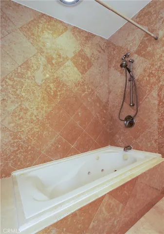 a bathroom with a bathtub