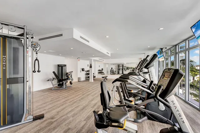 a view of a room with gym equipment