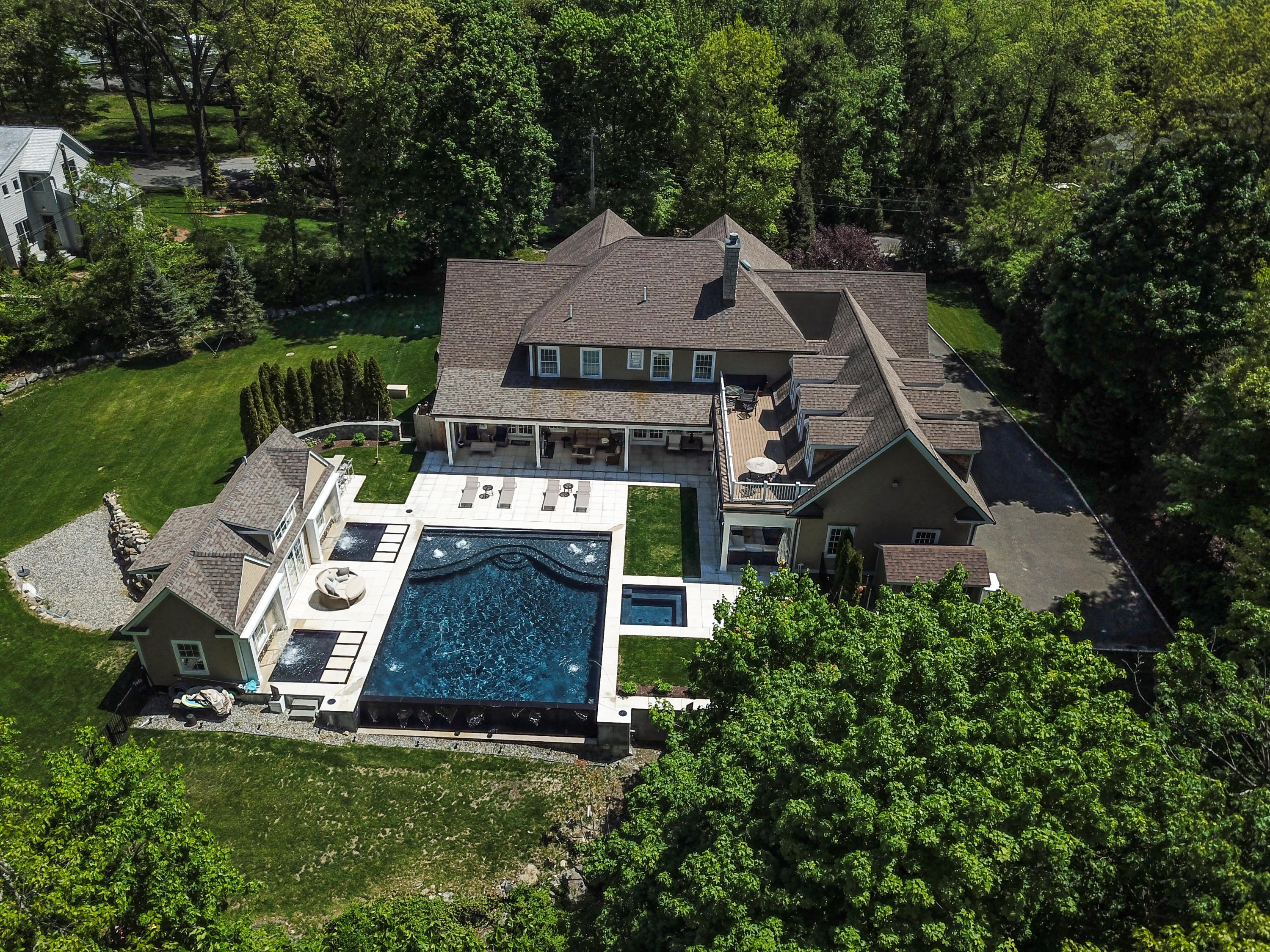 5 Clocks Lane Darien, CT 06820 - Photo 1 of 35 an aerial view of a house with garden space and street view