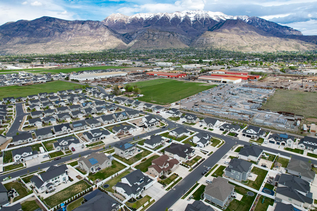 1434 West Stable Street Lindon, UT 84042 - Photo 65 of 76 Aerial perspective of suburban area featuring a mountainous background