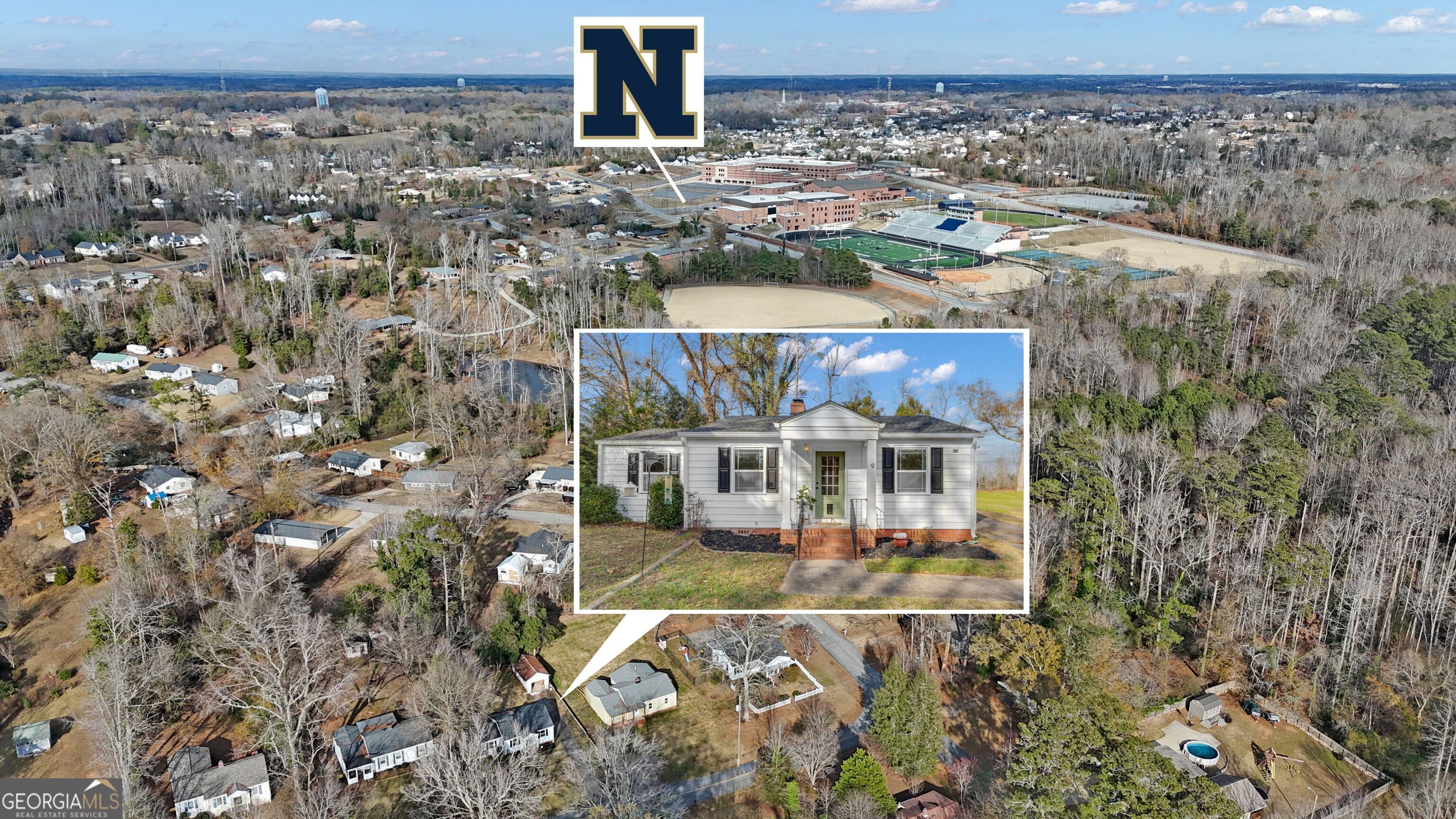 9 Meridian Drive Newnan, GA 30263 - Photo 2 of 42 an aerial view of a house with a yard