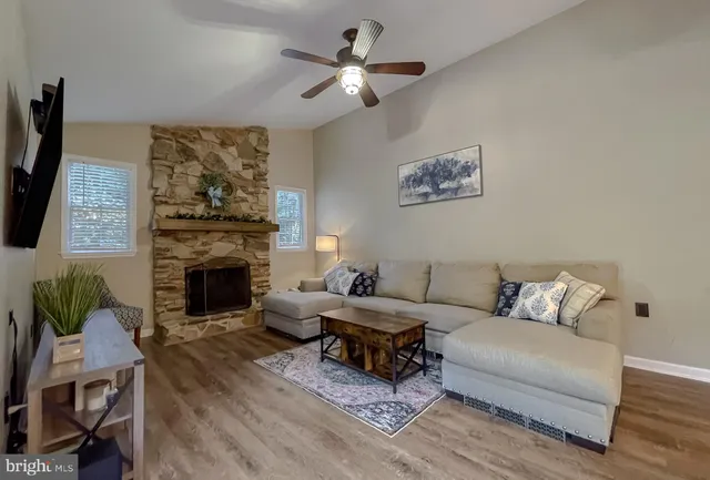 a workspace with furniture hardwood and a window