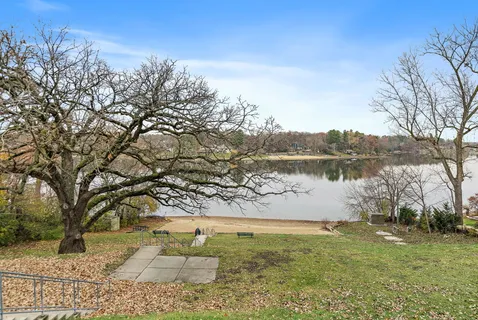a view of a street with sitting area