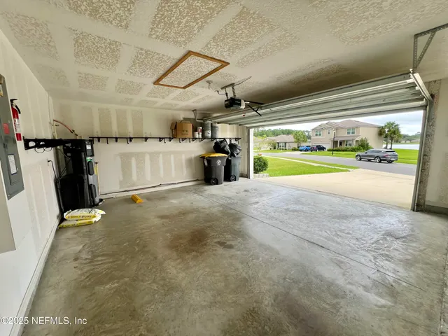 a view of a garage with furniture