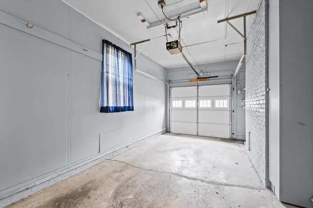 a view of a backyard with plants and large tree