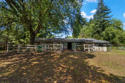 a front view of a house with a yard and a tree