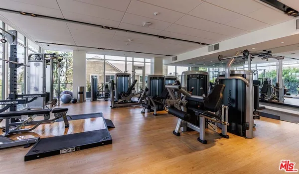 a view of a room with gym equipment
