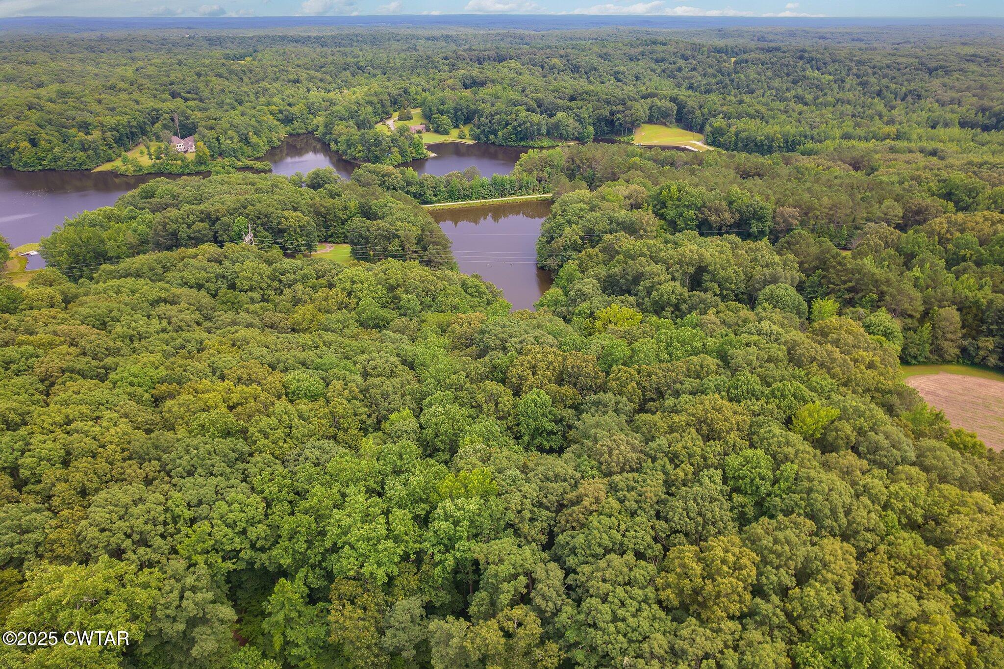 an aerial view of a houses with a yard