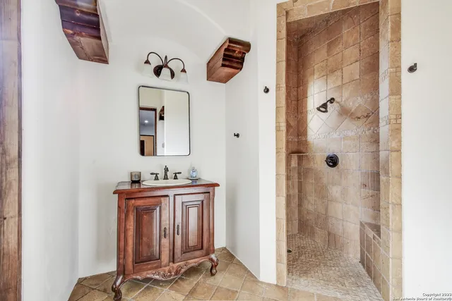 a living room with furniture