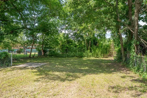 a view of a yard with a tree