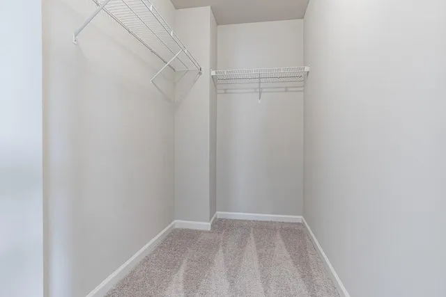 a view of an empty walk in closet