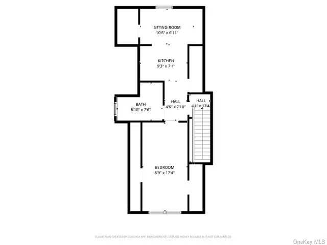 a picture of a bench in front of a door