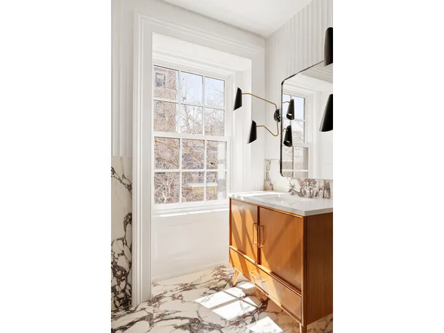 a view of a big room with a large windows