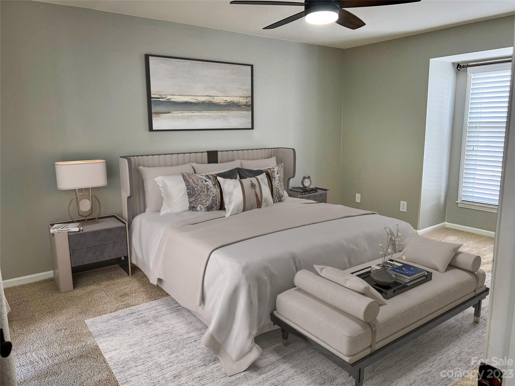 226 Queens Road Charlotte, NC 28204 - Photo 8 of 24 a bedroom with a bed and a chandelier