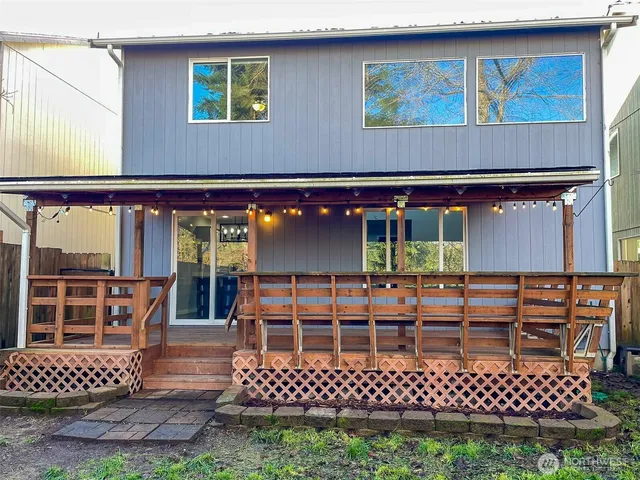 a view of a wooden bridge