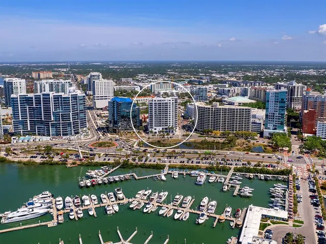 a view of a city with tall buildings