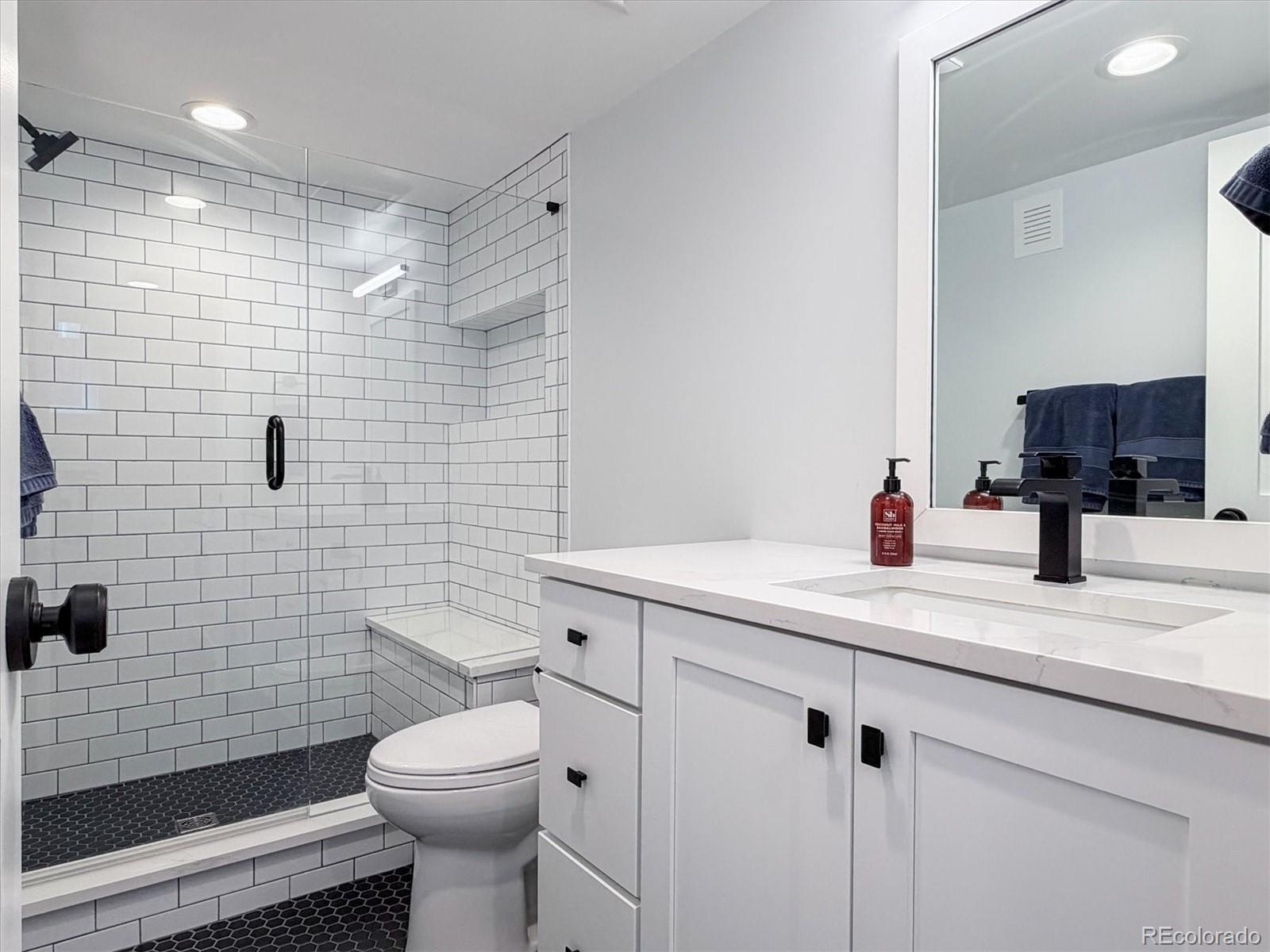 736 York Street Denver, CO 80206 - Photo 43 of 50 a bathroom with a sink a toilet and mirror