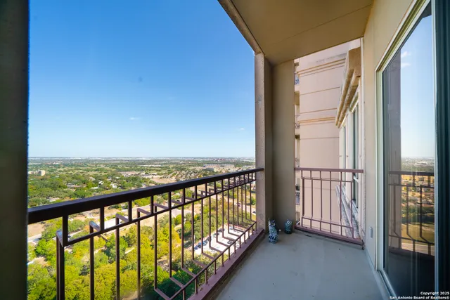a view of city with balcony