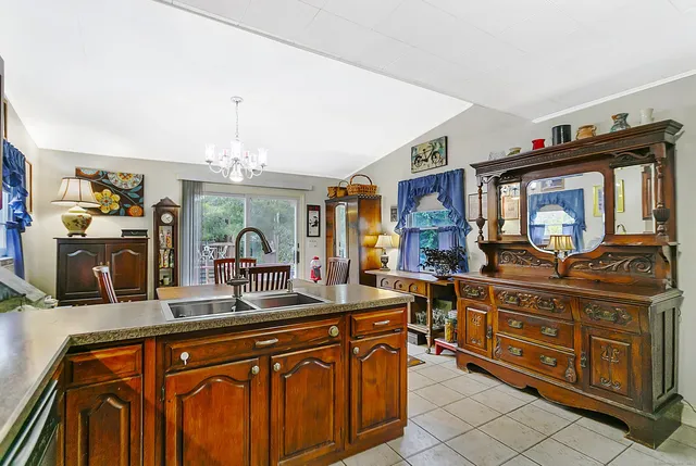 a kitchen with granite countertop lots of counter top space
