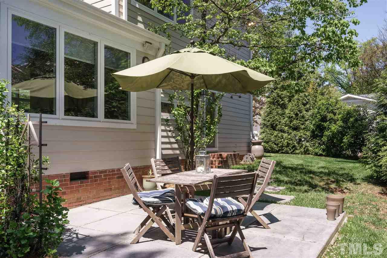 2514 Colton Place Raleigh, NC 27609 - Photo 25 of 25 a view of a patio with a table and chairs under an umbrella
