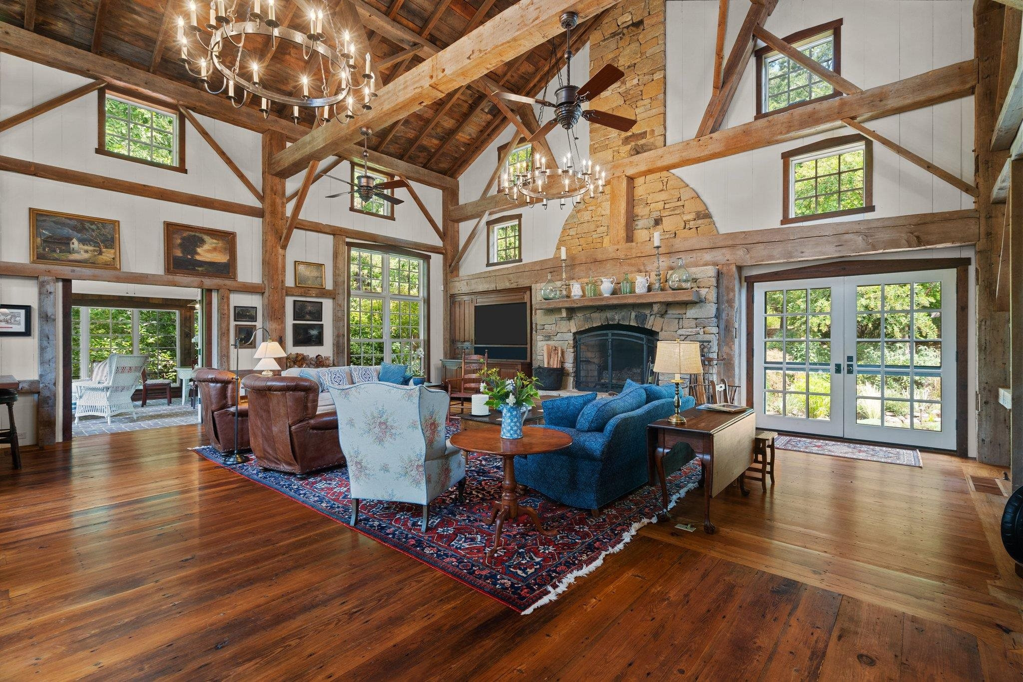 4900 West Cornwallis Road Durham, NC 27705 - Photo 32 of 100 a living room with fireplace furniture and a large window