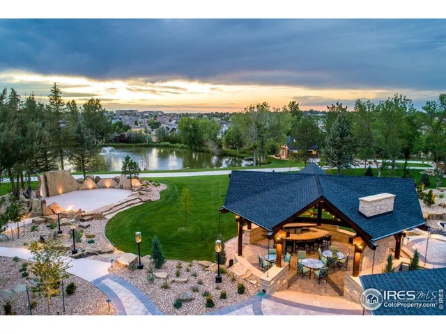 a garden view with a sitting space