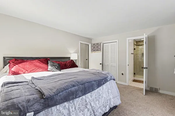 a bedroom with a large bed and a view of bedroom