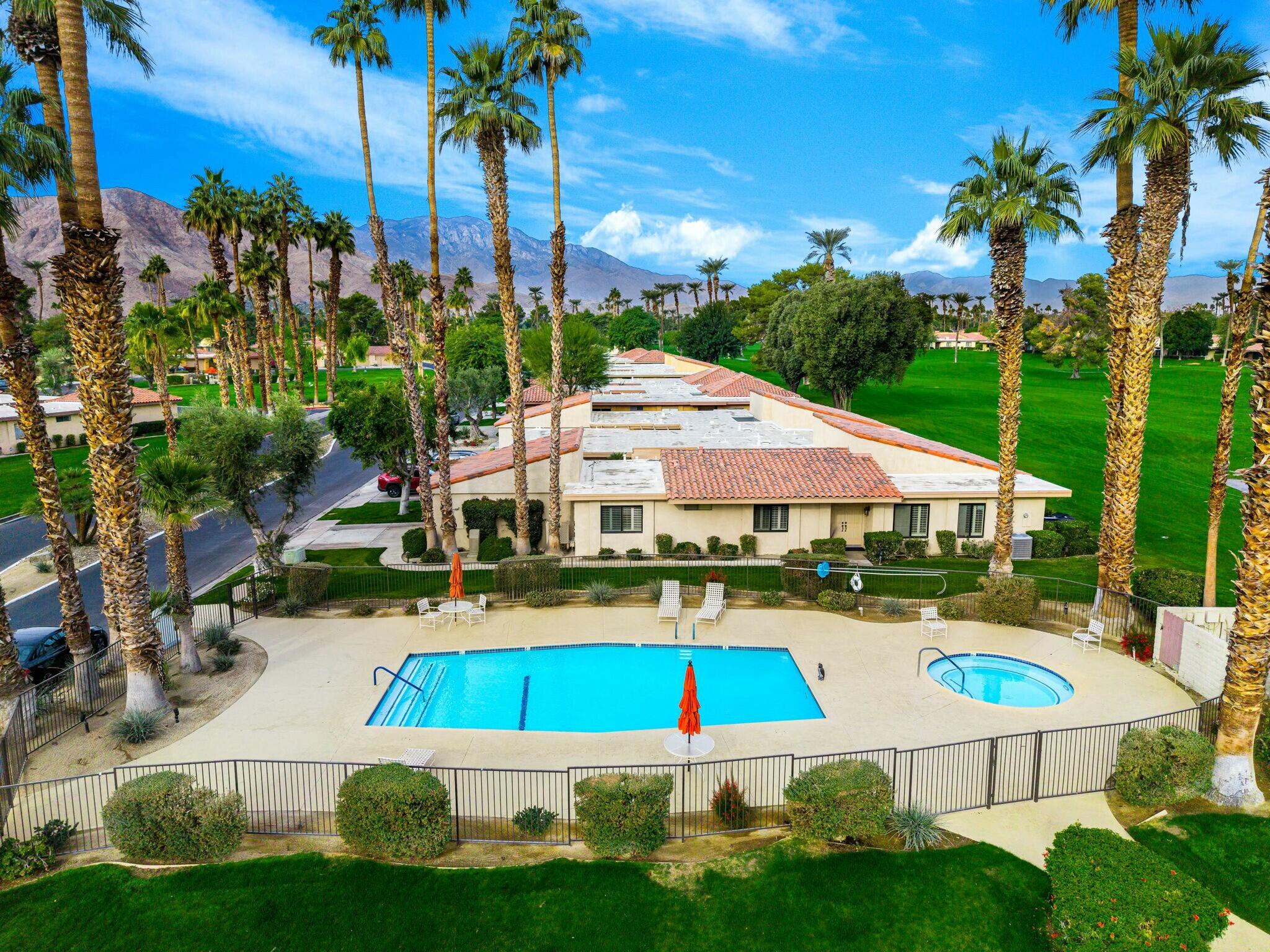 75 Sunrise Drive Rancho Mirage, CA 92270 - Photo 30 of 40 a aerial view of a house with swimming pool garden and patio
