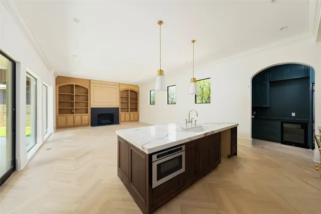 a bathroom with a bathtub and a sink
