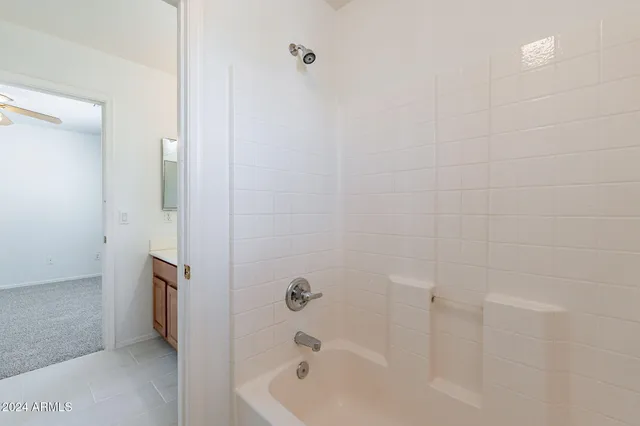 a bathroom with a bathtub
