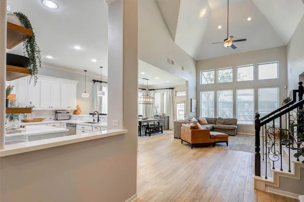 a view of a dining area with furniture