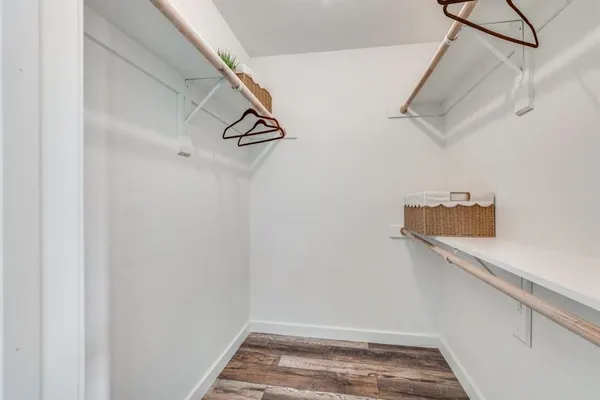a view of small space with racks on the wall