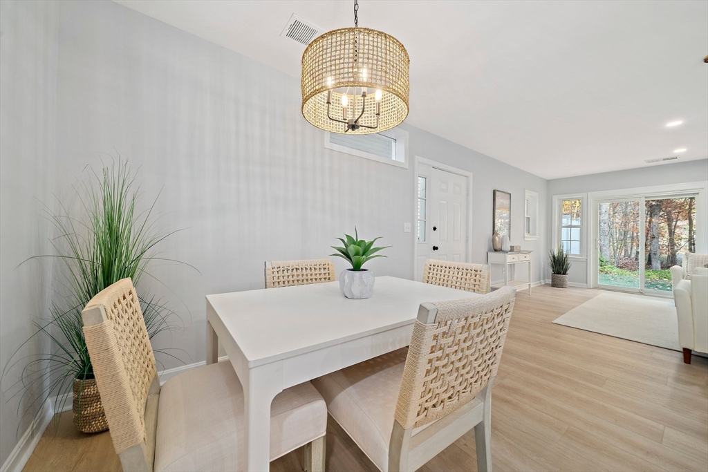 192 Allerton Commons Lane, Unit 192 Braintree, MA 02184 - Photo 6 of 17 a view of a dining room with furniture wooden floor and chandelier
