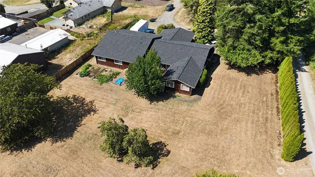 an aerial view of a house