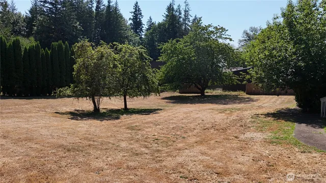 a view of backyard of a house